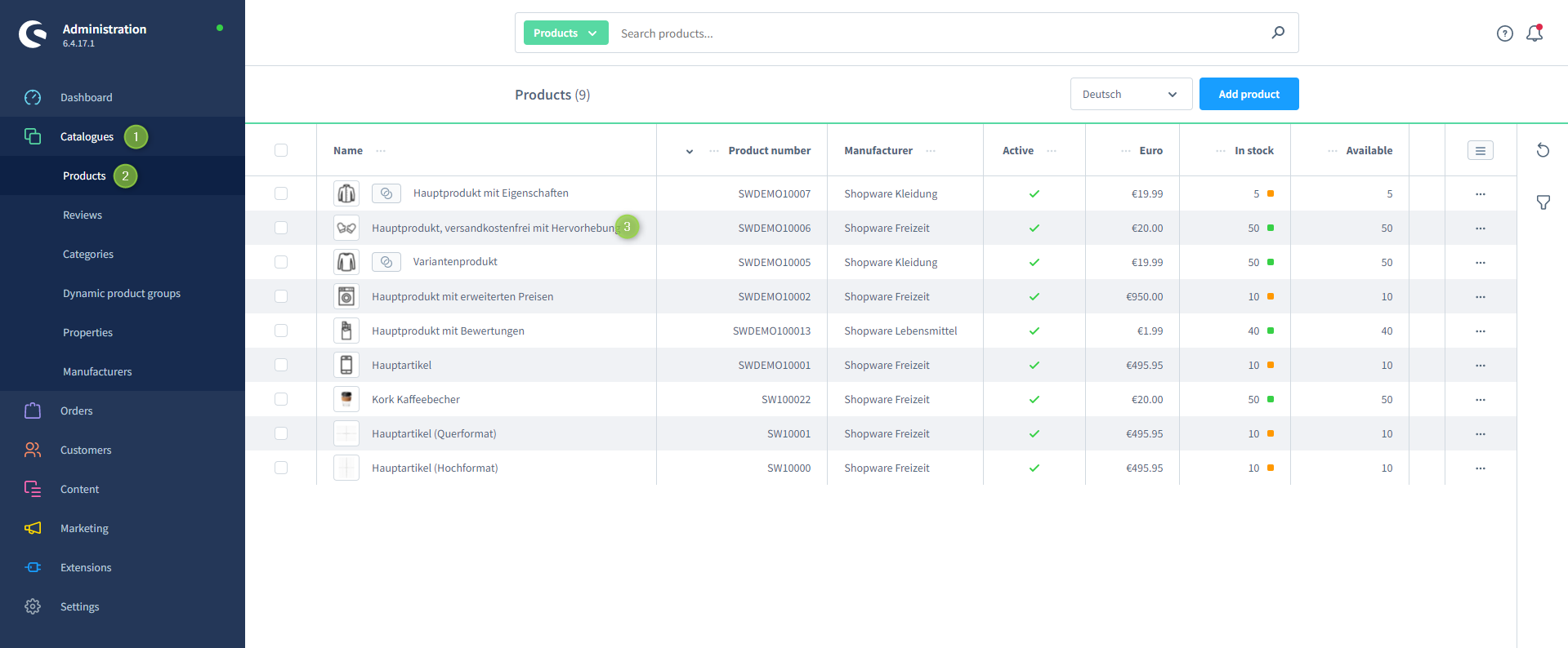 Shopware 6 product managment
