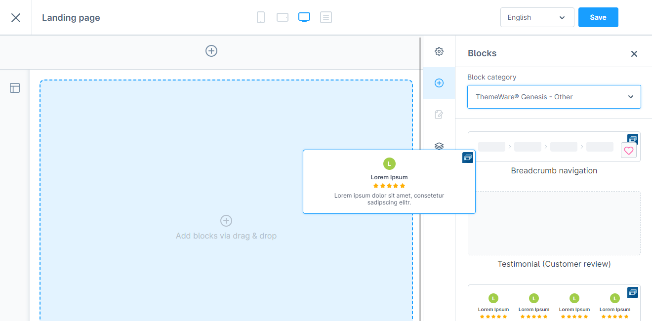 Add CMS block "Testimonial (Customer review)"