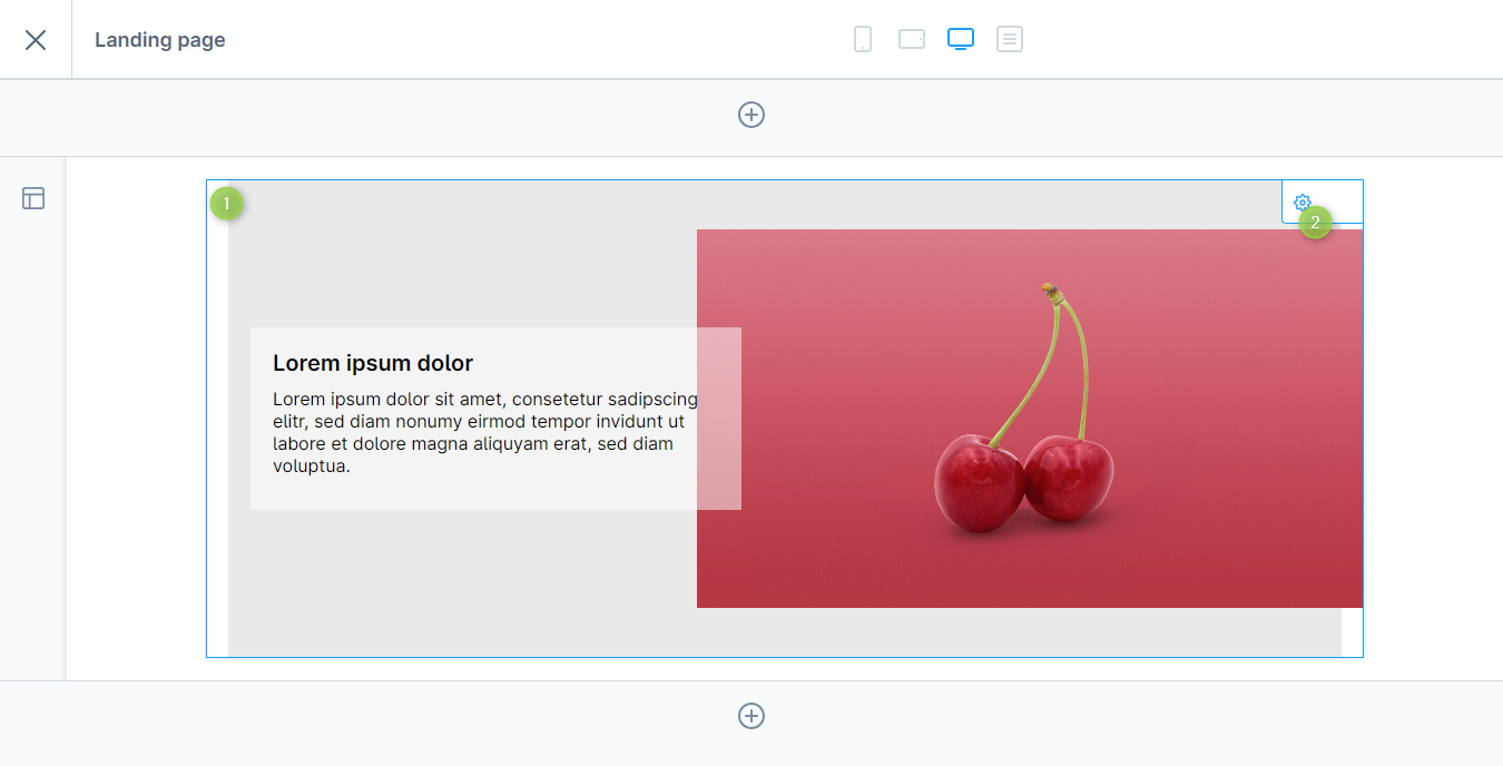 Configuring the ThemeWare® "Image & text layered" element