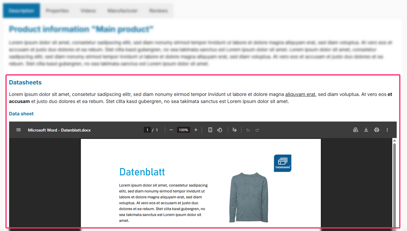 Product datasheets, figure 1
