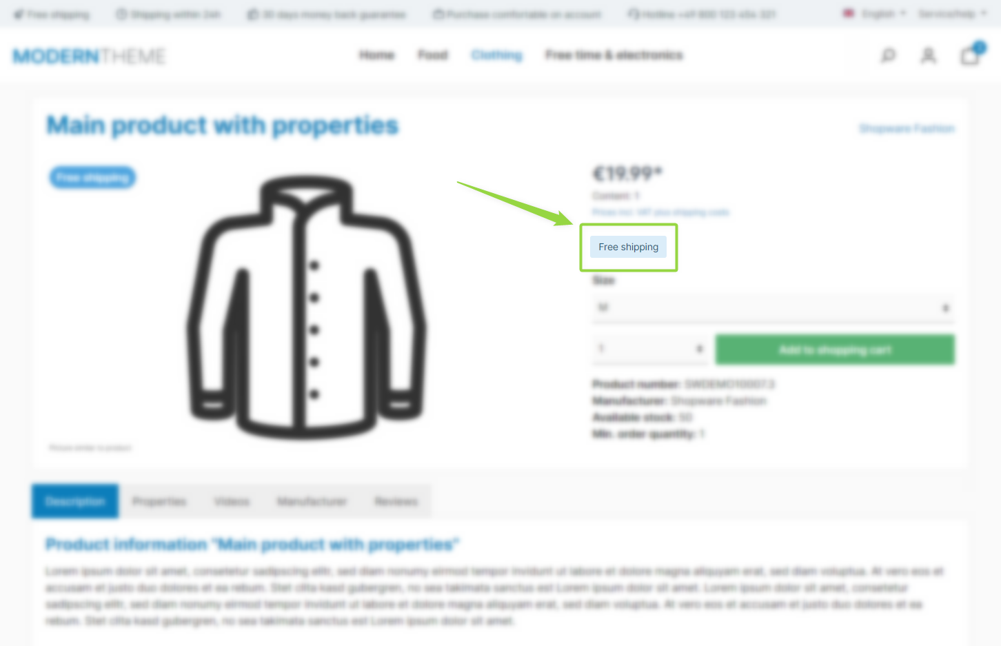 ThemeWare® "Delivery information on product pages"