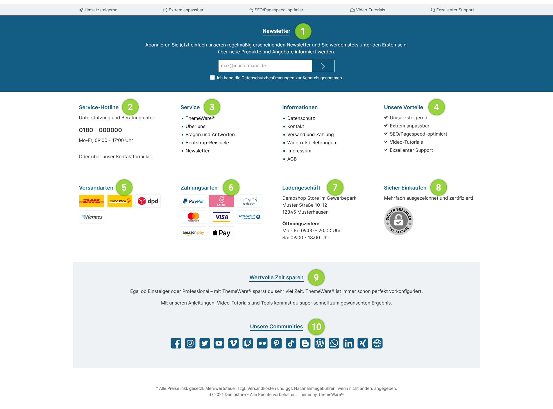 ThemeWare® Footer elements