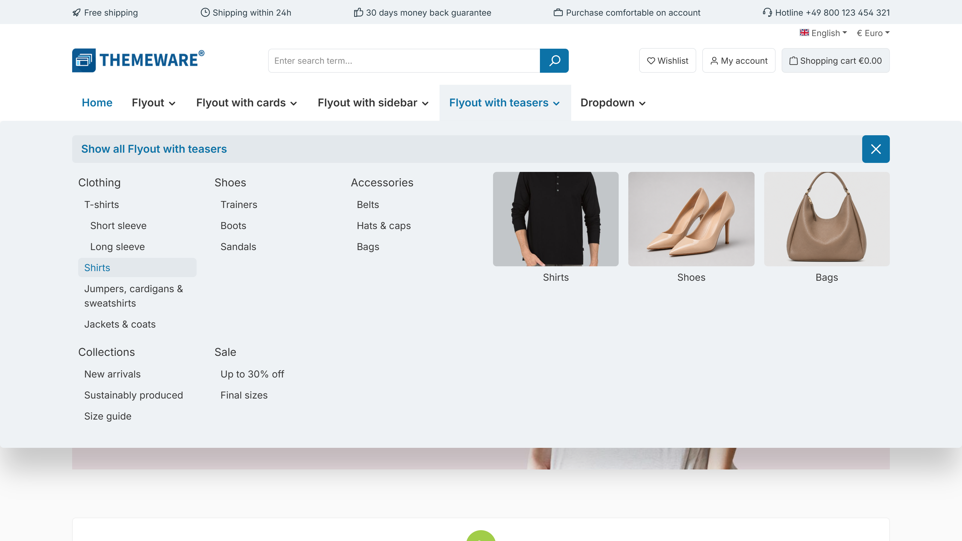 Teaser layout with button style