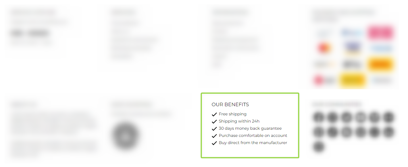 ThemeWare® "Benefits" widget
