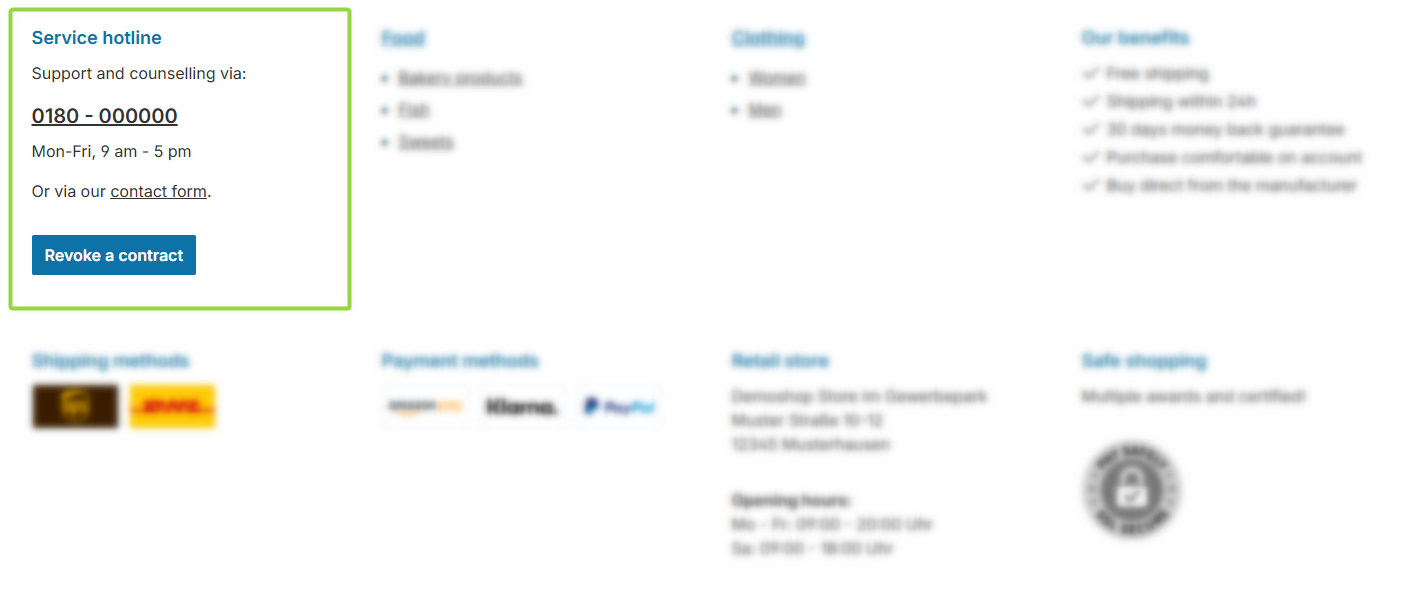 "Service hotline" widget